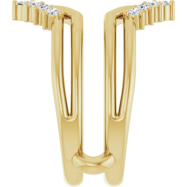 14K Gold Round Lab-Grown Diamond Accented Ring Guard - Yellow Gold - view 4