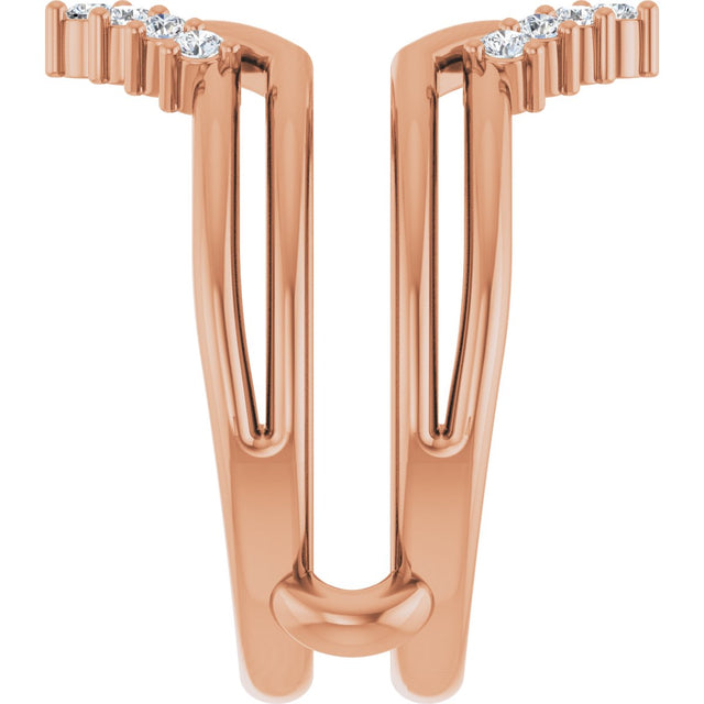 14K Gold Round Lab-Grown Diamond Accented Ring Guard - Rose Gold - view 4