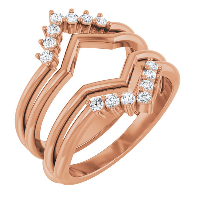 14K Gold Round Natural Diamond Accented Ring Guard - Rose Gold