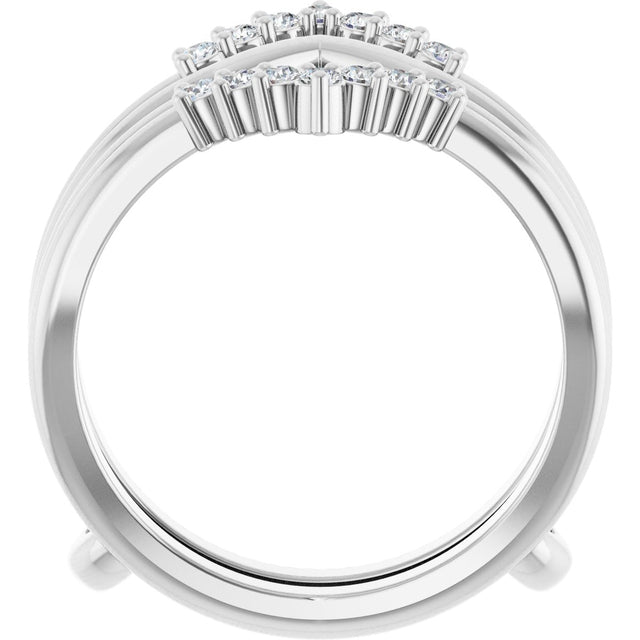 Platinum Round Natural Diamond Accented Ring Guard - view 2
