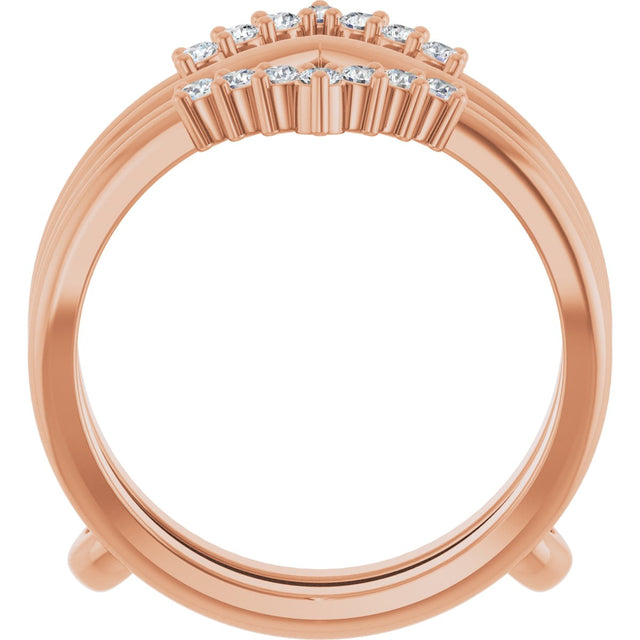 14K Gold Round Lab-Grown Diamond Accented Ring Guard - Rose Gold - view 2