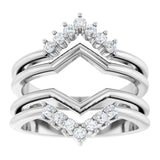 Platinum Round Natural Diamond Accented Ring Guard - view 3