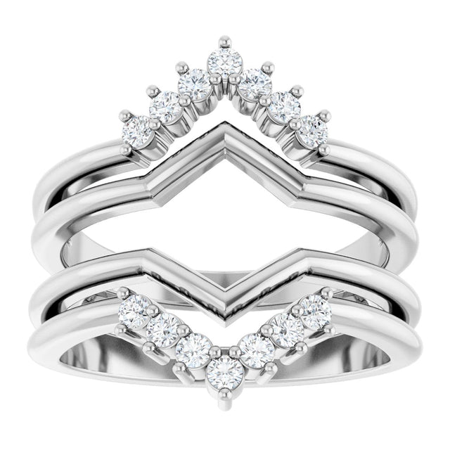 Platinum Round Natural Diamond Accented Ring Guard - view 3