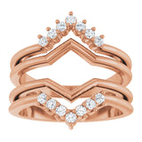 14K Gold Round Lab-Grown Diamond Accented Ring Guard - Rose Gold - view 3