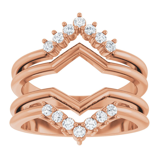 14K Gold Round Lab-Grown Diamond Accented Ring Guard - Rose Gold - view 3