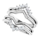 Platinum Round Natural Diamond Accented Ring Guard - view 5