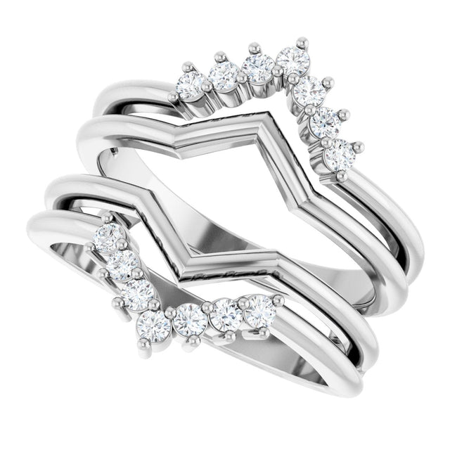 Platinum Round Natural Diamond Accented Ring Guard - view 5