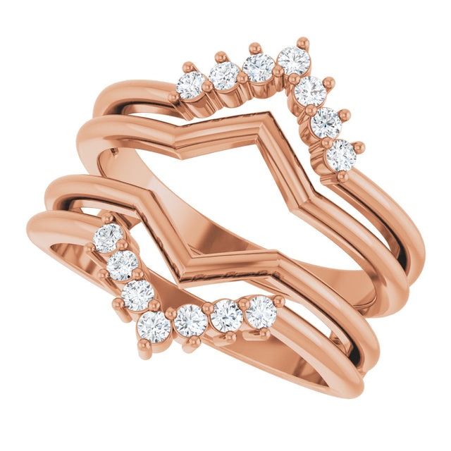 14K Gold Round Lab-Grown Diamond Accented Ring Guard - Rose Gold - view 5