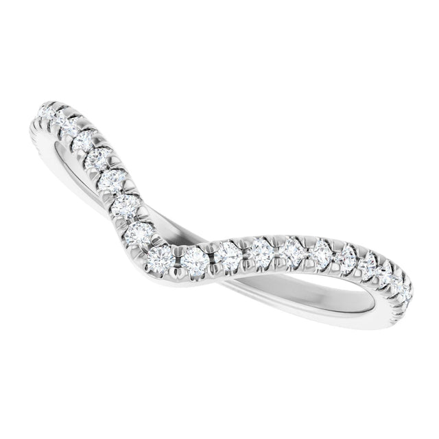 14K Gold Round Lab-Grown Diamond Accented Contour Band – 1.3-2mm Stones - White Gold - view 5