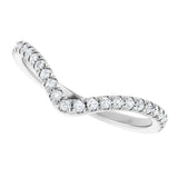 Platinum Round Natural Diamond Accented Contour Band – 1.3-2mm Stones - view 5