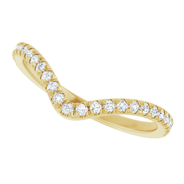 14K Gold Round Lab-Grown Diamond Accented Contour Band – 1.3-2mm Stones - Yellow Gold - view 5