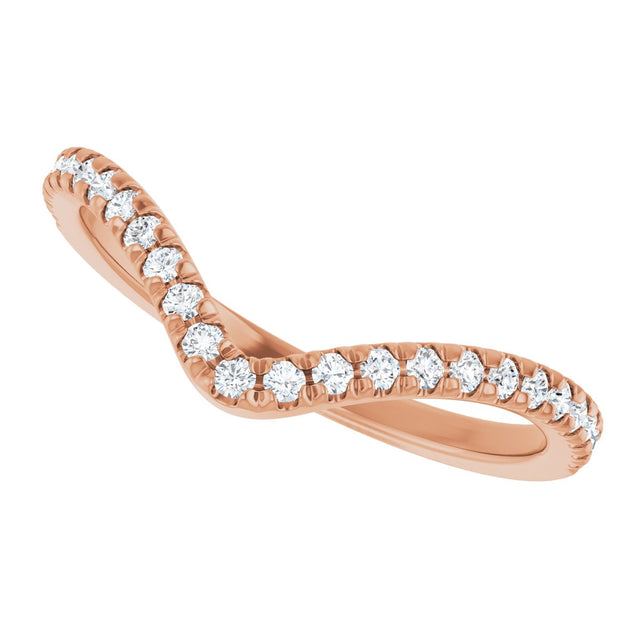 14K Gold Round Lab-Grown Diamond Accented Contour Band – 1.3-2mm Stones - Rose Gold - view 5