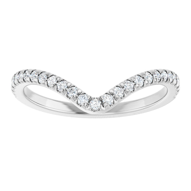 14K Gold Round Lab-Grown Diamond Accented Contour Band – 1.3-2mm Stones - White Gold - view 3