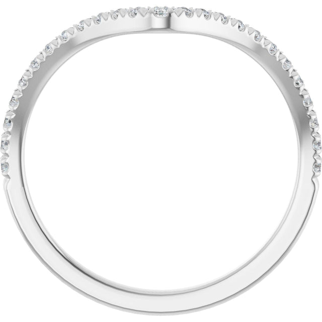 14K Gold Round Natural Diamond Accented Contour Band – 1.3-2mm Stones - White Gold - view 2