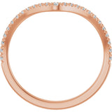 14K Gold Round Lab-Grown Diamond Accented Contour Band – 1.3-2mm Stones - Rose Gold - view 2