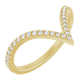 14K Gold Round Natural Diamond Contour Band – 1.3-1.5mm Stones - Yellow Gold