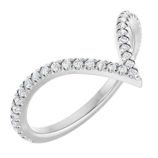 14K Gold Round Lab-Grown Diamond Contour Band – 1.3-1.5mm Stones - White Gold