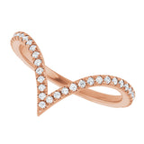 14K Gold Round Lab-Grown Diamond Contour Band – 1.3-1.5mm Stones - Rose Gold - view 5