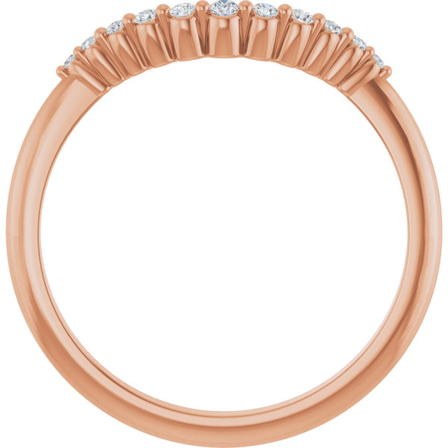 14K Gold Round Natural Diamond Contour Band – 1.5-2.5mm Stones - Rose Gold - view 2