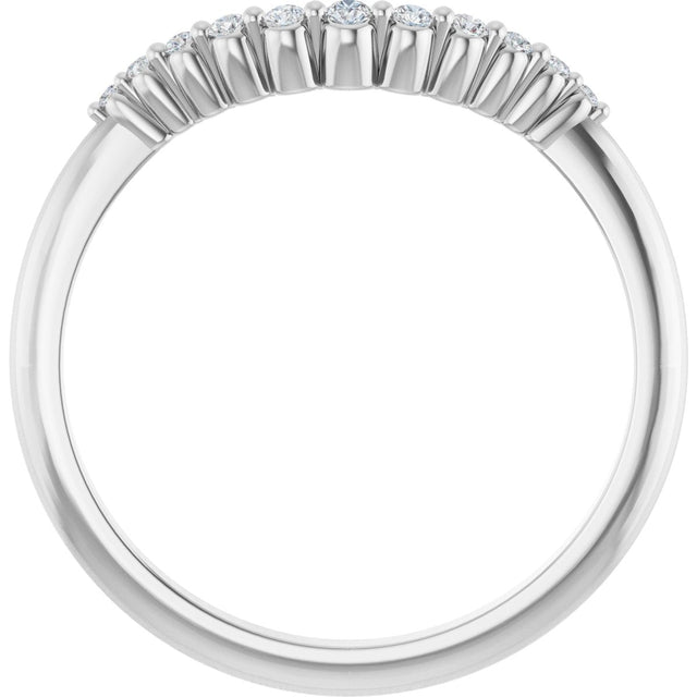 14K Gold Round Natural Diamond Contour Band – 1.5-2.5mm Stones - White Gold - view 2