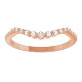 14K Gold Round Natural Diamond Contour Band – 1.5-2.5mm Stones - Rose Gold - view 3