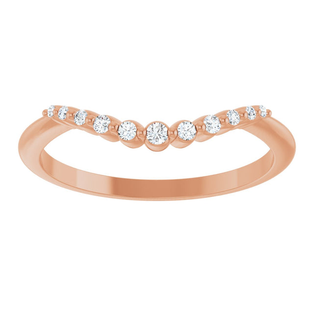 14K Gold Round Natural Diamond Contour Band – 1.5-2.5mm Stones - Rose Gold - view 3