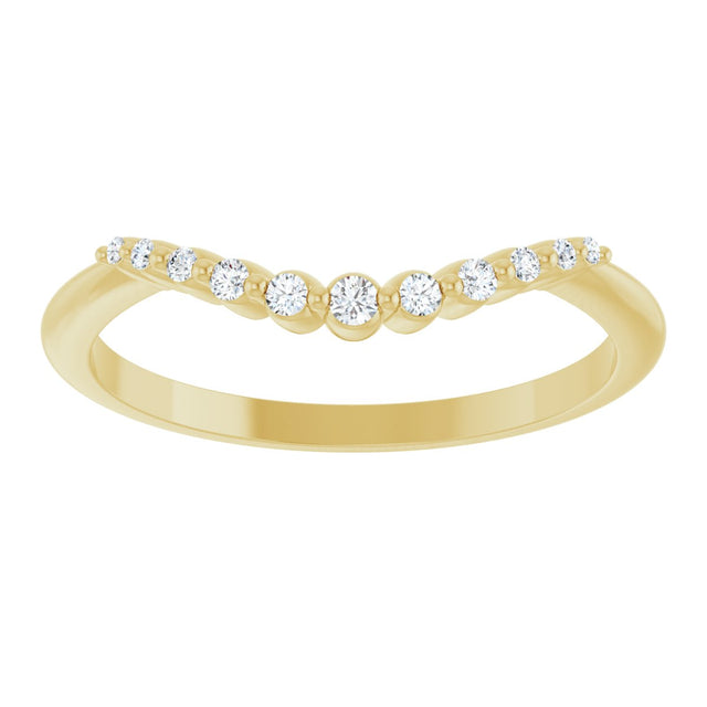 14K Gold Round Natural Diamond Contour Band – 1.5-2.5mm Stones - Yellow Gold - view 3