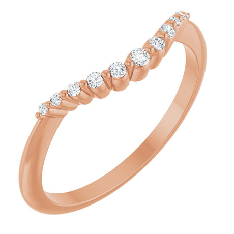 14K Gold Round Natural Diamond Contour Band – 1.5-2.5mm Stones - Rose Gold