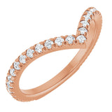 14K Gold Round Natural Diamond Accented Contour Band II - Rose Gold