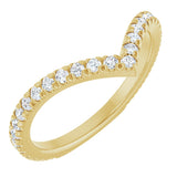 14K Gold Round Natural Diamond Accented Contour Band II - Yellow Gold