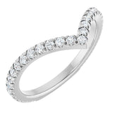 14K Gold Round Natural Diamond Accented Contour Band II - White Gold
