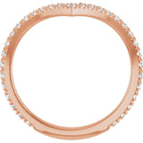 14K Gold Round Natural Diamond Accented Contour Band II - Rose Gold - view 2