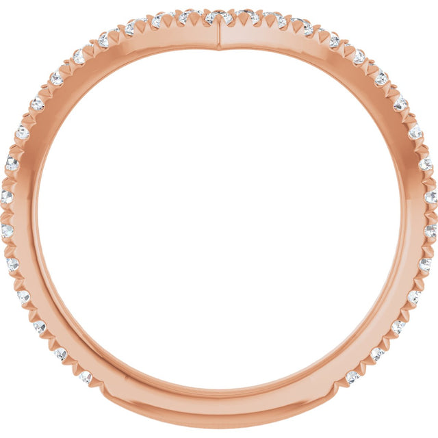 14K Gold Round Natural Diamond Accented Contour Band II - Rose Gold - view 2