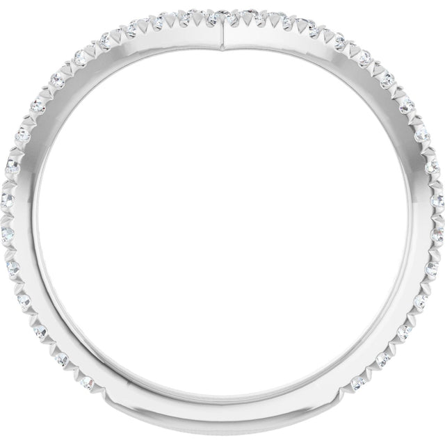 14K Gold Round Lab-Grown Diamond Accented Contour Band II - White Gold - view 2