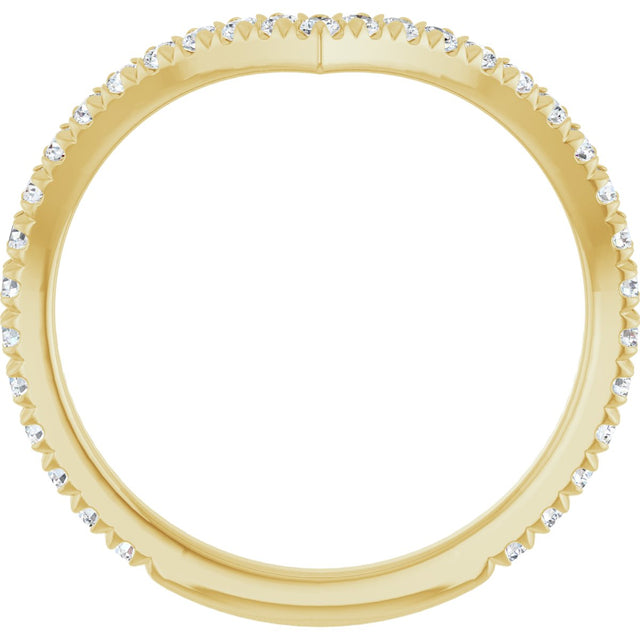 14K Gold Round Lab-Grown Diamond Accented Contour Band II - Yellow Gold - view 2