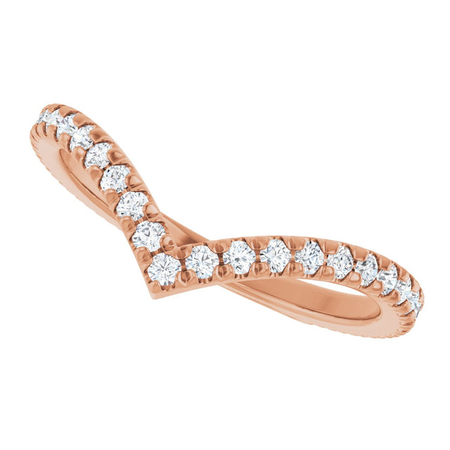 14K Gold Round Lab-Grown Diamond Accented Contour Band II - Rose Gold - view 5