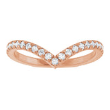 14K Gold Round Natural Diamond Accented Contour Band II - Rose Gold - view 3