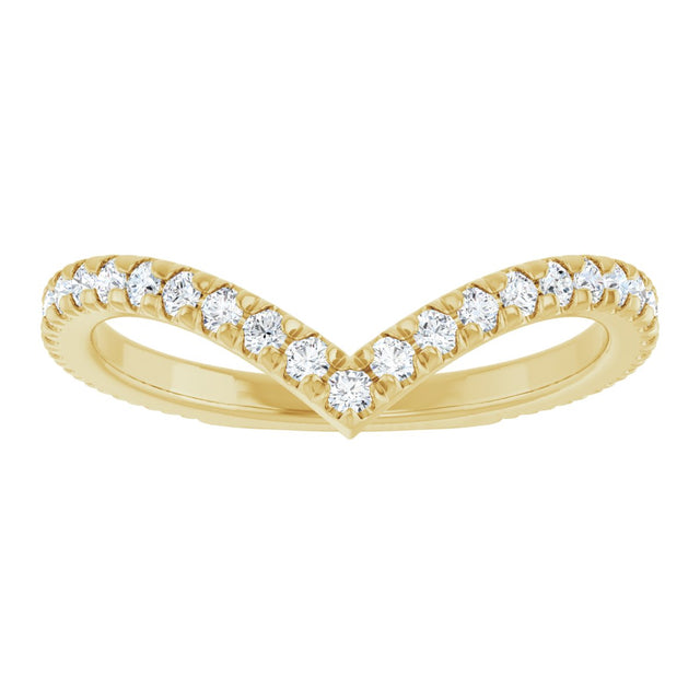 14K Gold Round Lab-Grown Diamond Accented Contour Band II - Yellow Gold - view 3
