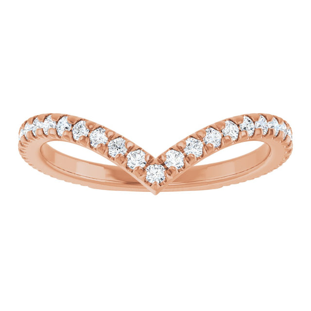 14K Gold Round Lab-Grown Diamond Accented Contour Band II - Rose Gold - view 3