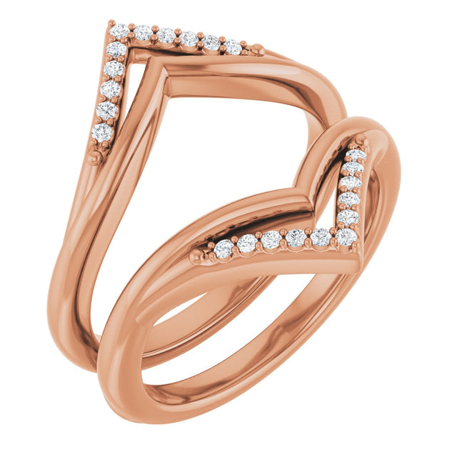 14K Gold Round Natural Diamond Ring Guard – 1.1mm Stones - Rose Gold