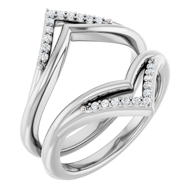 14K Gold Round Natural Diamond Ring Guard – 1.1mm Stones - White Gold