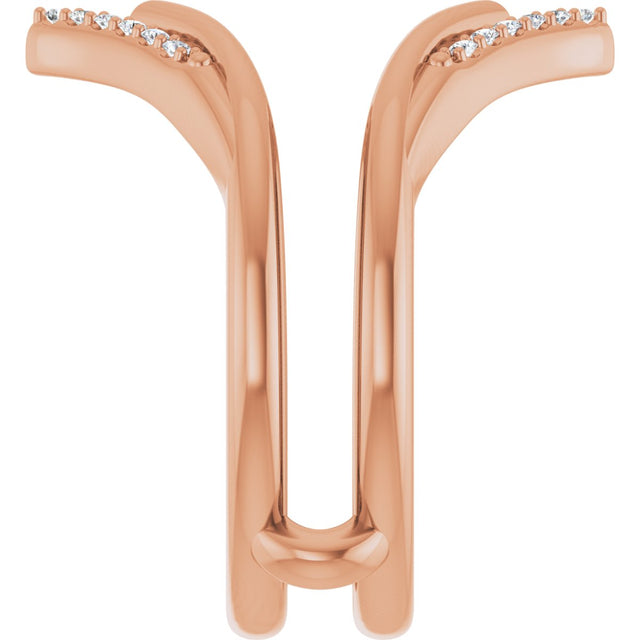 14K Gold Round Natural Diamond Ring Guard – 1.1mm Stones - Rose Gold - view 4