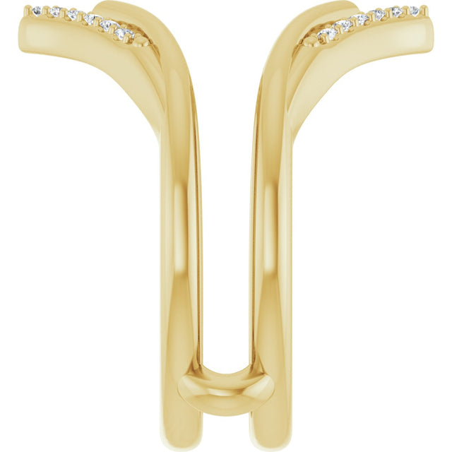 14K Gold Round Natural Diamond Ring Guard – 1.1mm Stones - Yellow Gold - view 4