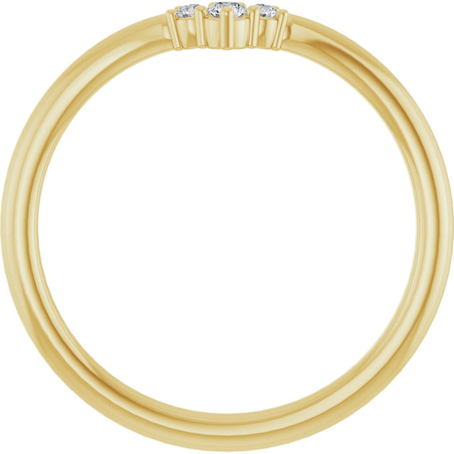 14K Gold Round Natural Diamond Contour Band – 2mm Stones - Yellow Gold - view 2