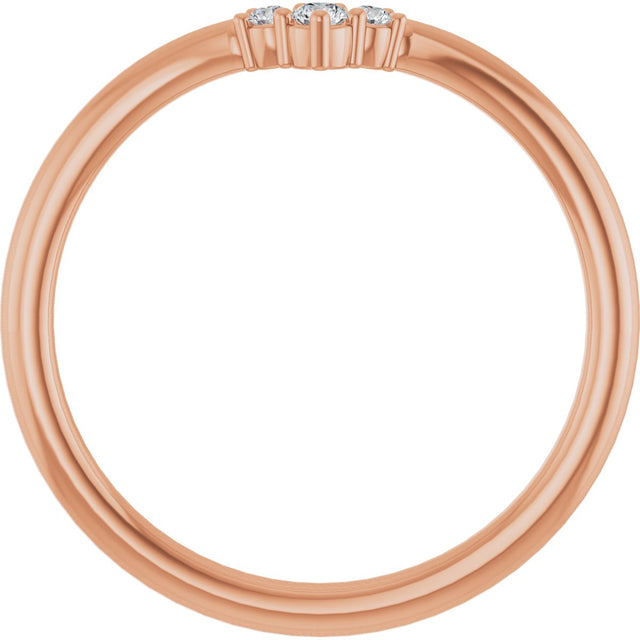 14K Gold Round Natural Diamond Contour Band – 2mm Stones - Rose Gold - view 2