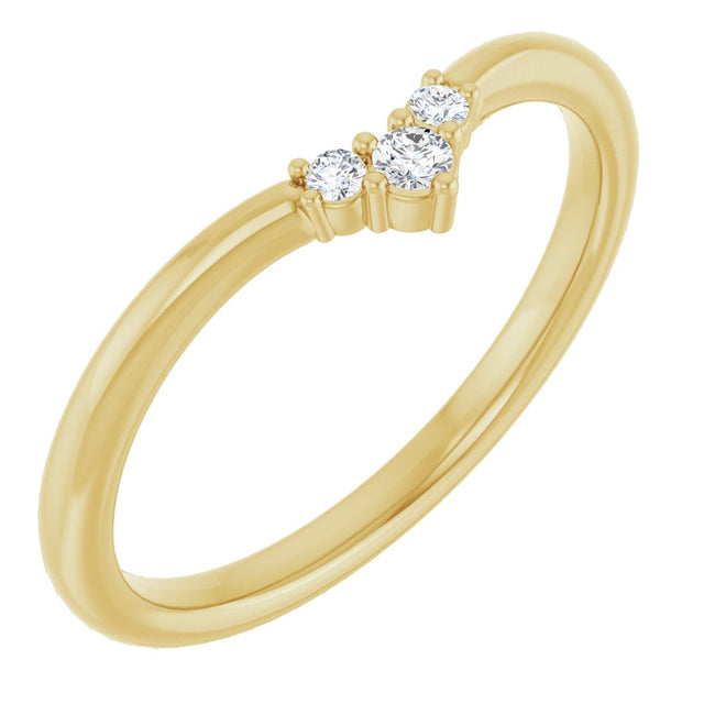 14K Gold Round Natural Diamond Contour Band – 2mm Stones - Yellow Gold