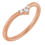 14K Gold Round Natural Diamond Contour Band – 2mm Stones - Rose Gold