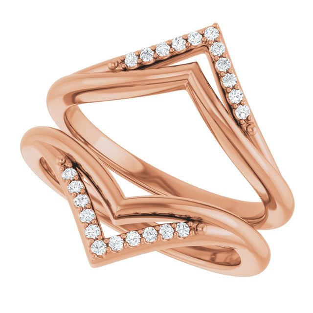 14K Gold Round Natural Diamond Ring Guard – 1.1mm Stones - Rose Gold - view 5