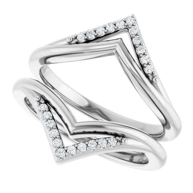 Platinum Round Natural Diamond Ring Guard – 1.1mm Stones - view 5
