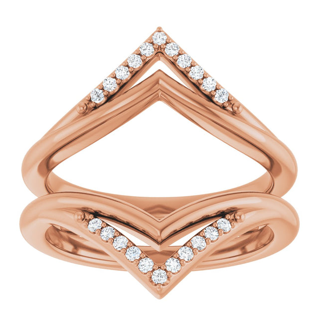 14K Gold Round Natural Diamond Ring Guard – 1.1mm Stones - Rose Gold - view 3